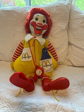 Vintage McDonald’s Clown Doll Plush in Yellow, Red & White